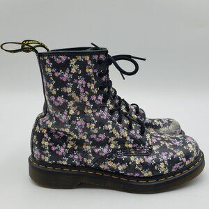 Dr. Martens Black Floral Women's Boots